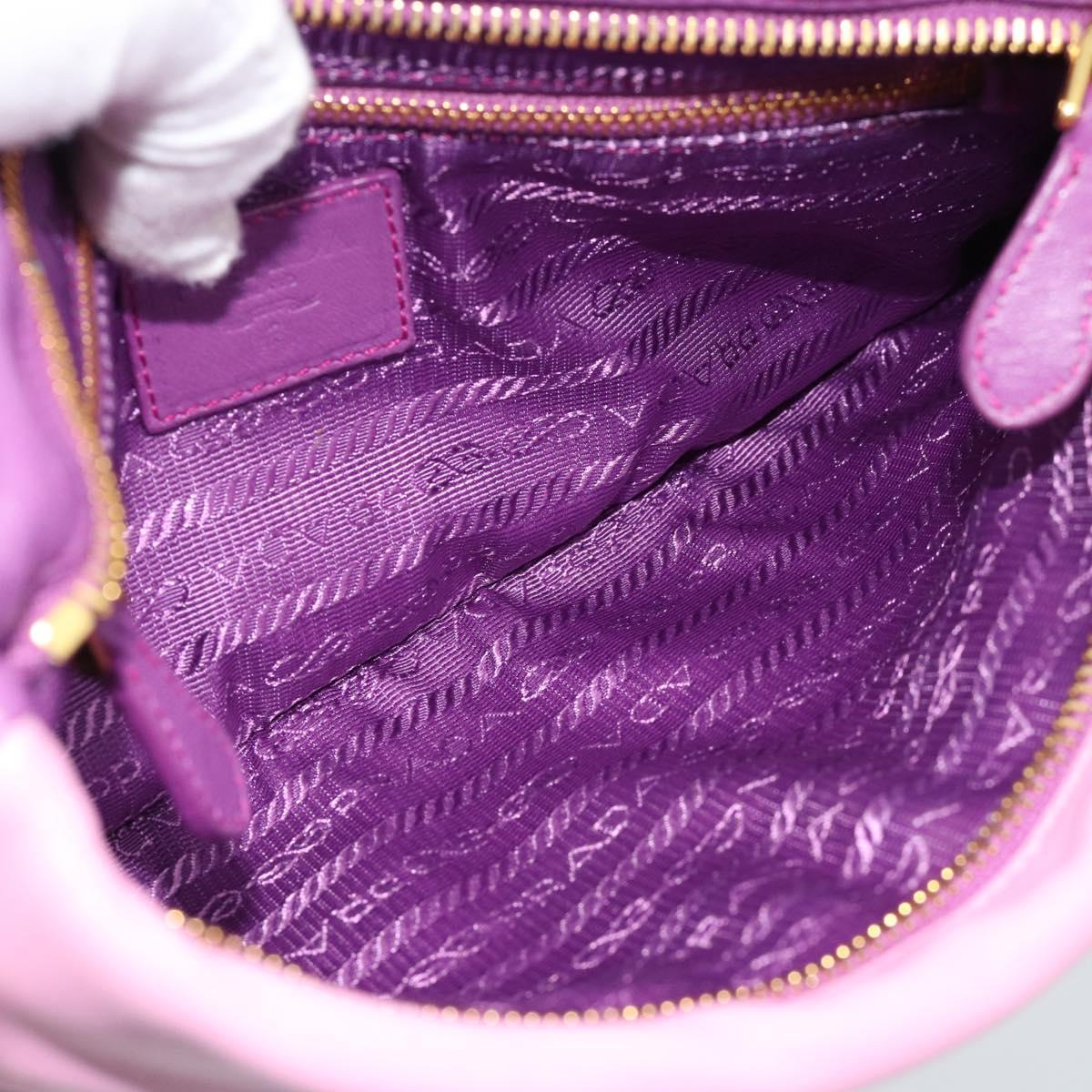PRADA Shoulder Bag Leather Purple Gold Auth 186122A