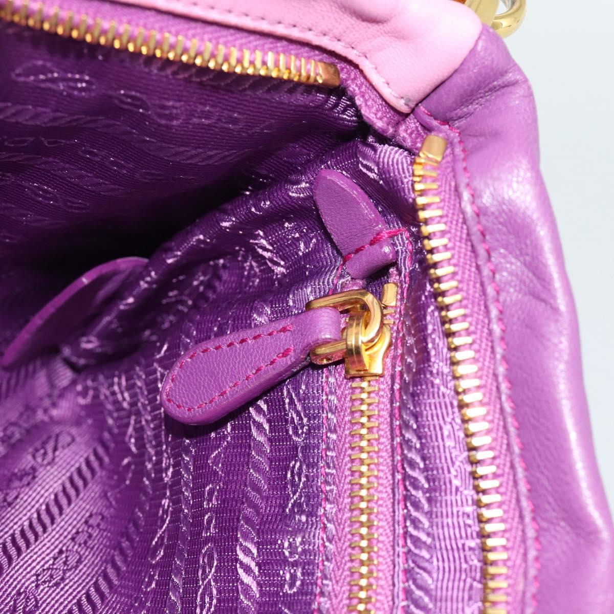 PRADA Shoulder Bag Leather Purple Gold Auth 186122A