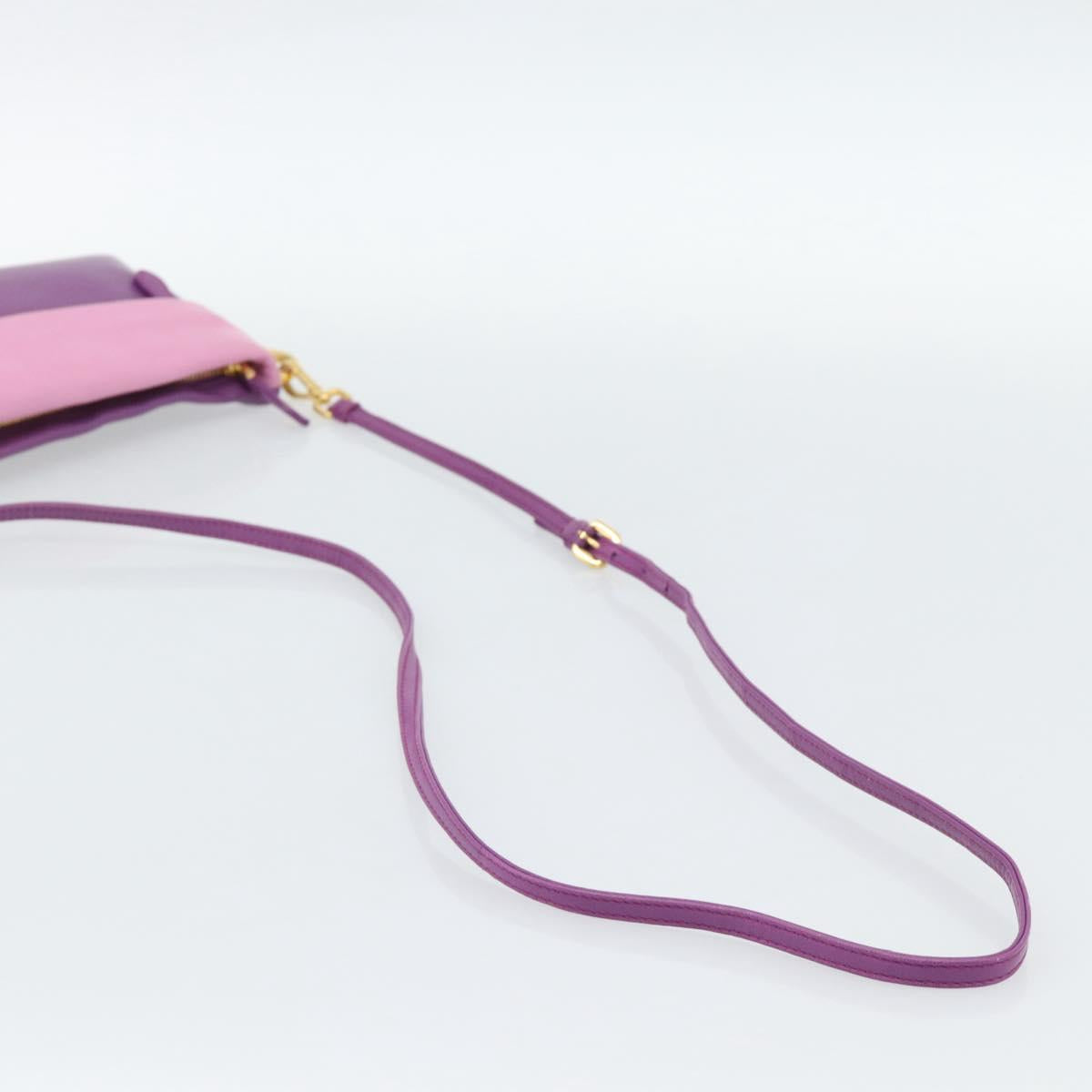 PRADA Shoulder Bag Leather Purple Gold Auth 186122A