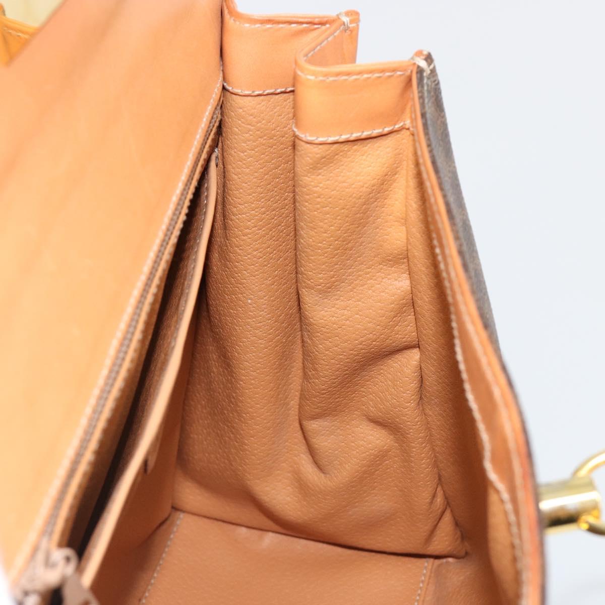 CELINE Macadam Canvas Boston Bag PVC Leather Brown Gold Auth 186123V