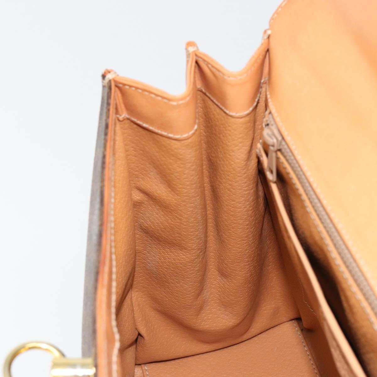 CELINE Macadam Canvas Boston Bag PVC Leather Brown Gold Auth 186123V