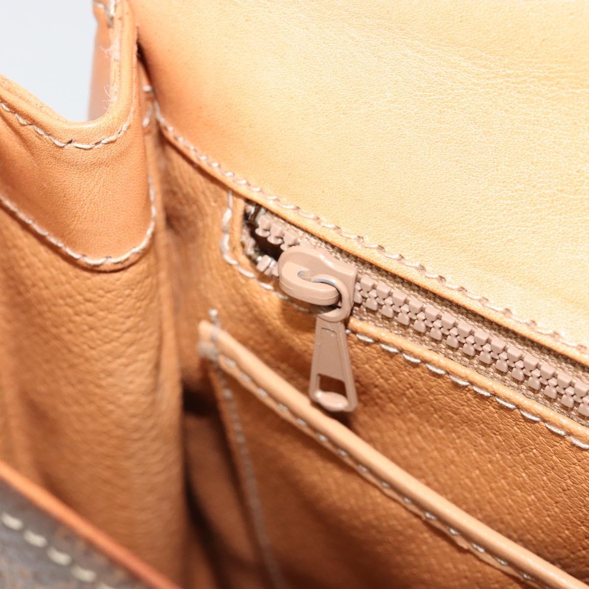 CELINE Macadam Canvas Boston Bag PVC Leather Brown Gold Auth 186123V
