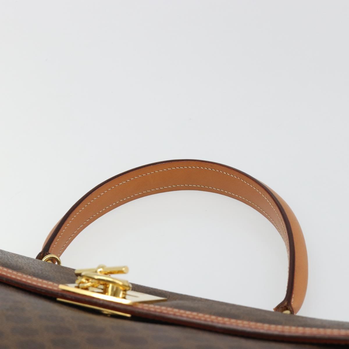 CELINE Macadam Canvas Boston Bag PVC Leather Brown Gold Auth 186123V