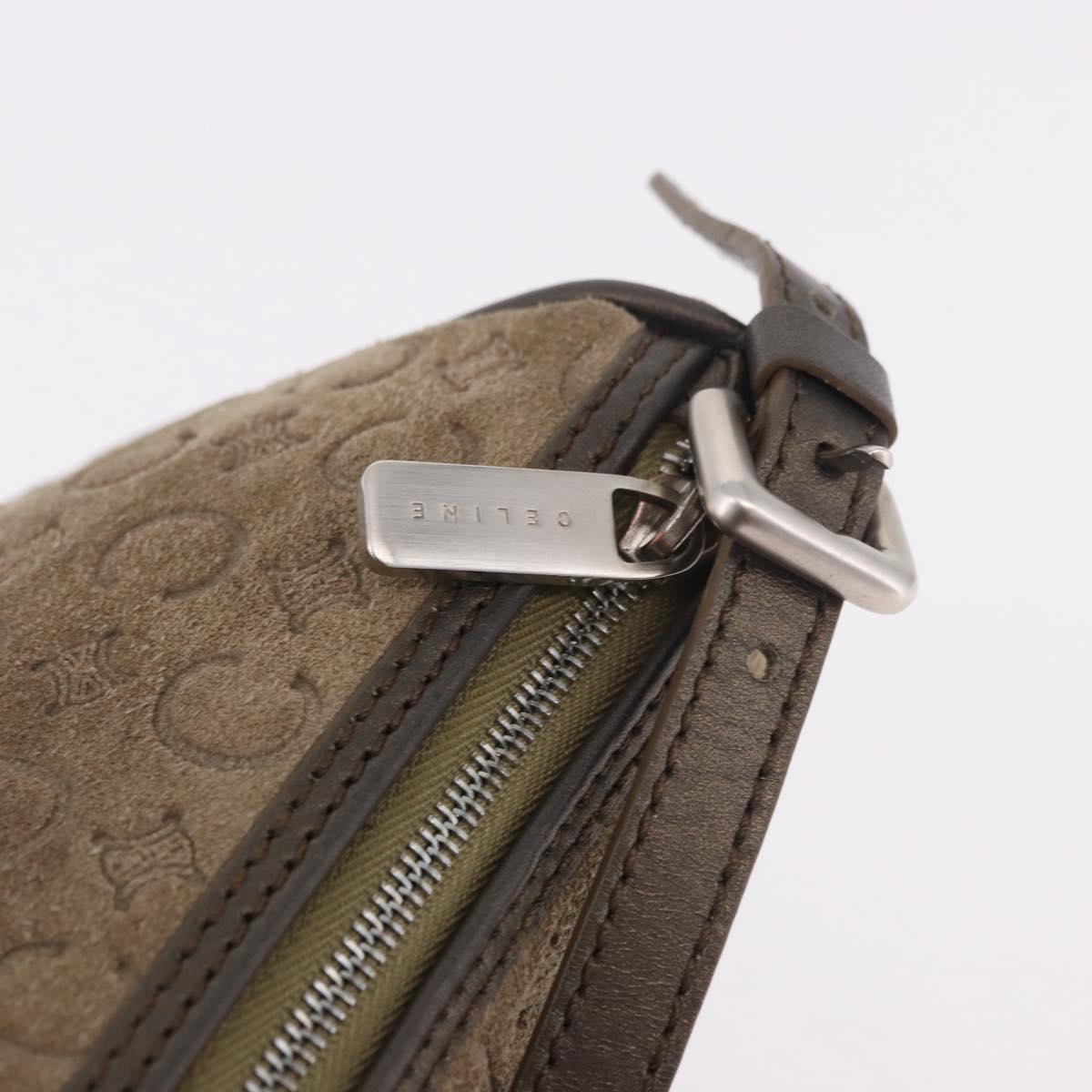 CELINE C Macadam Canvas Accessory Pouch Gray Silver Auth 186124A