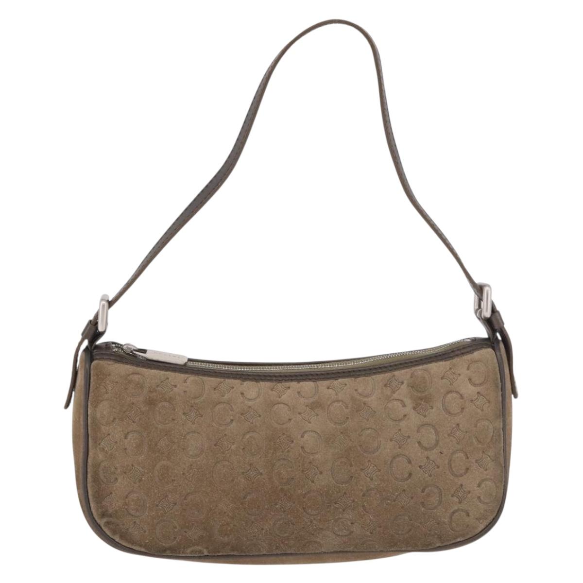 CELINE C Macadam Canvas Accessory Pouch Gray Silver Auth 186124A