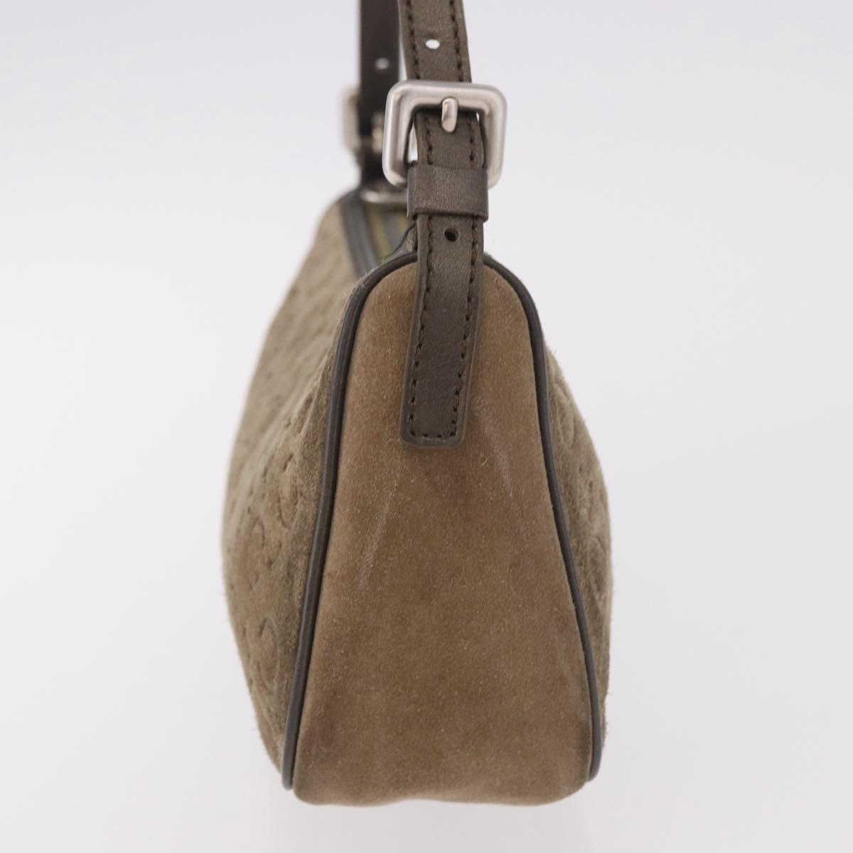CELINE C Macadam Canvas Accessory Pouch Gray Silver Auth 186124A