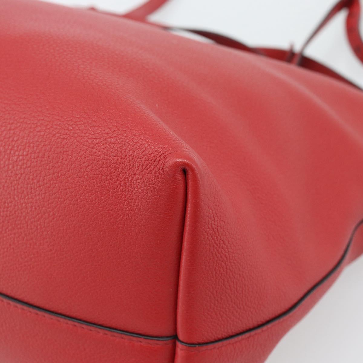 PRADA Tote Bag Leather Red Gold Auth 186125A