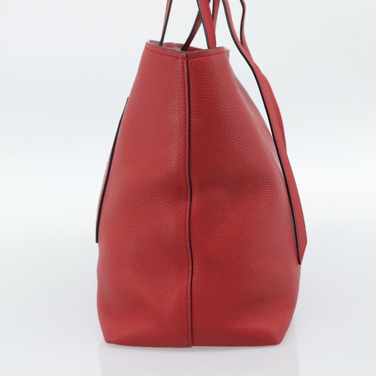 PRADA Tote Bag Leather Red Gold Auth 186125A