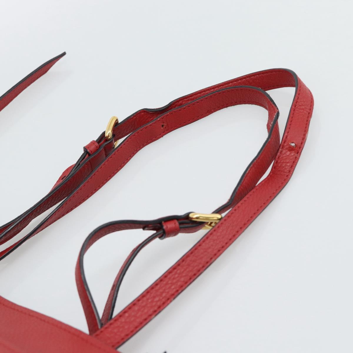 PRADA Tote Bag Leather Red Gold Auth 186125A