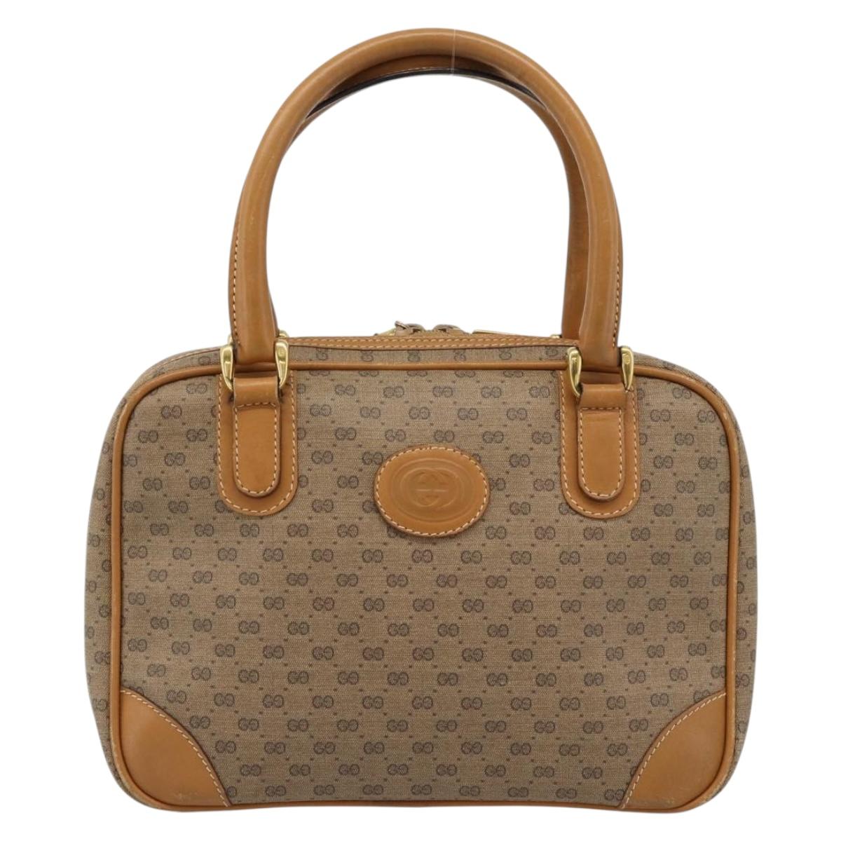 GUCCI Micro GG Supreme Hand Bag PVC Beige Gold 000 39 0030 Auth 186126