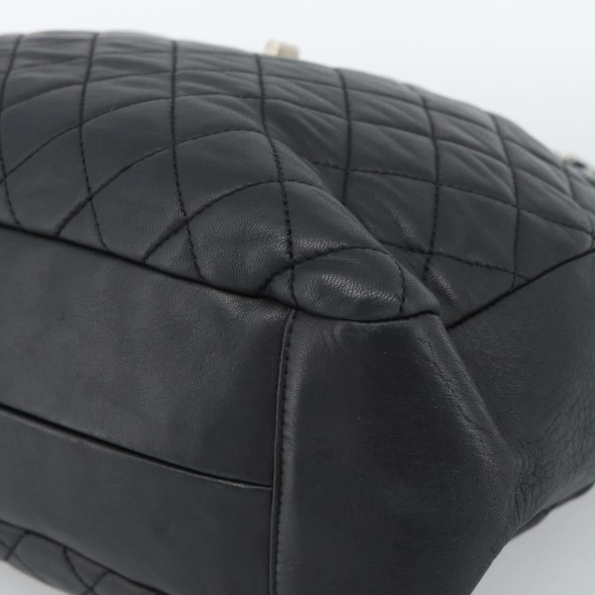 CHANEL 2.55 Chain Shoulder Bag Lamb Skin Black Silver CC Auth 186127V
