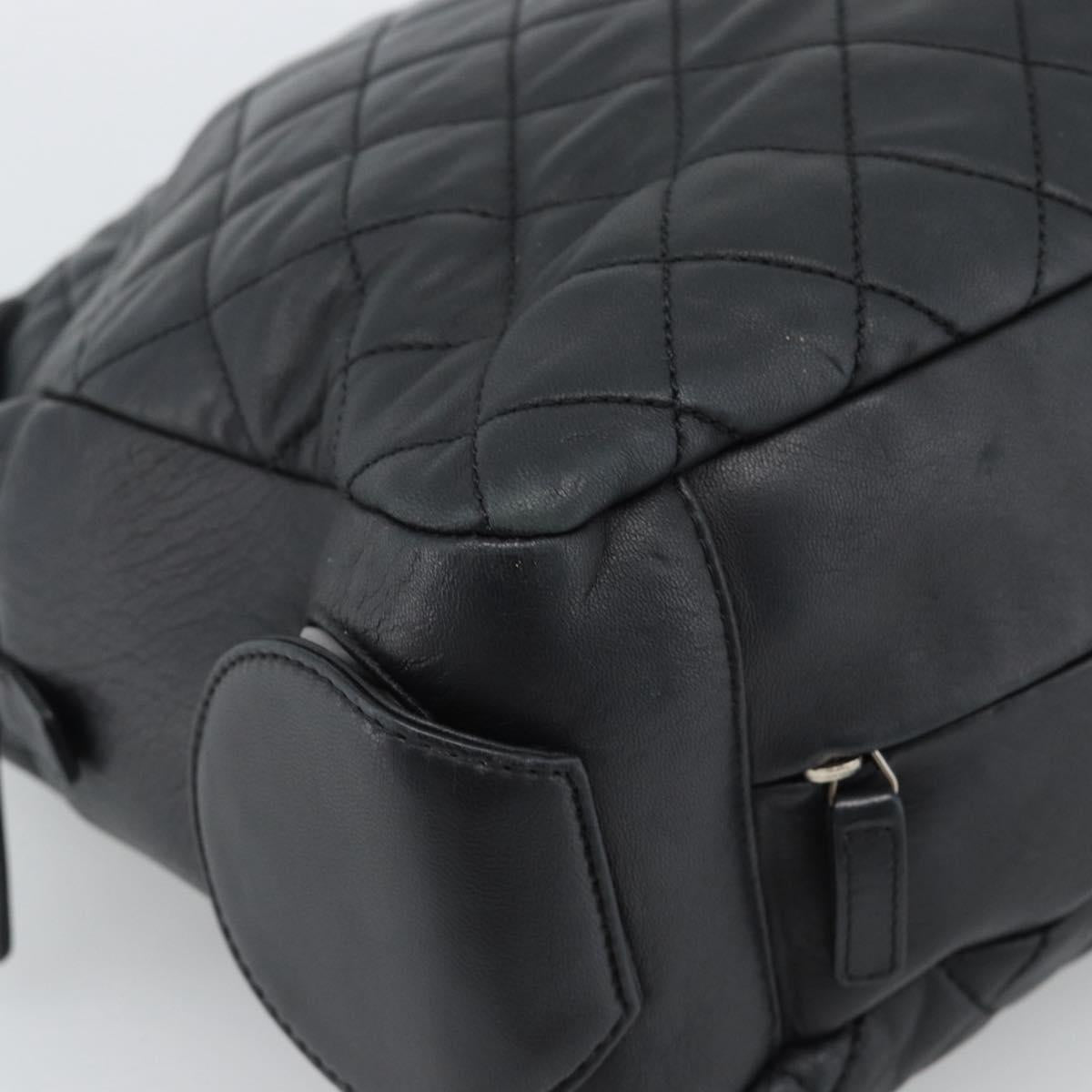 CHANEL 2.55 Chain Shoulder Bag Lamb Skin Black Silver CC Auth 186127V