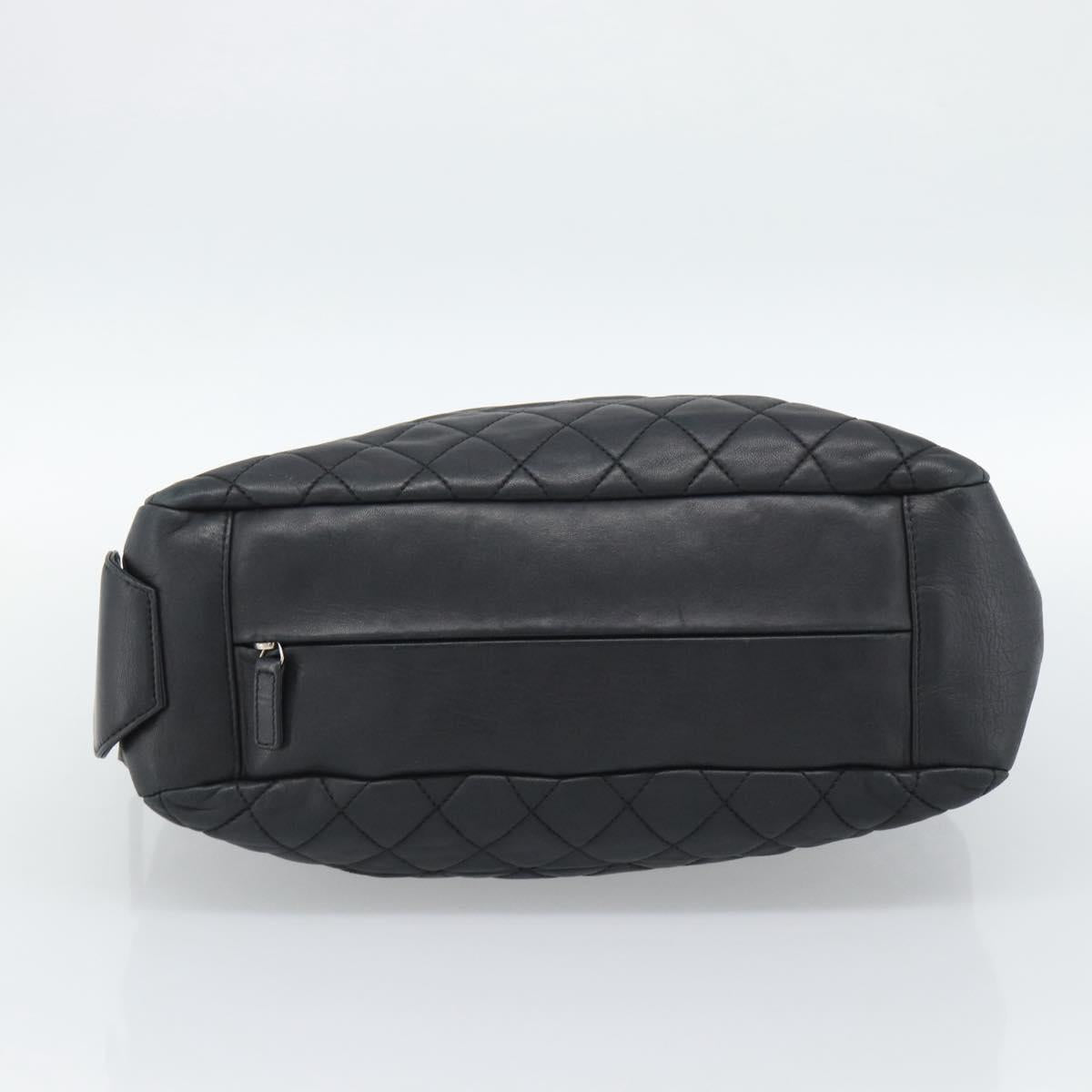 CHANEL 2.55 Chain Shoulder Bag Lamb Skin Black Silver CC Auth 186127V