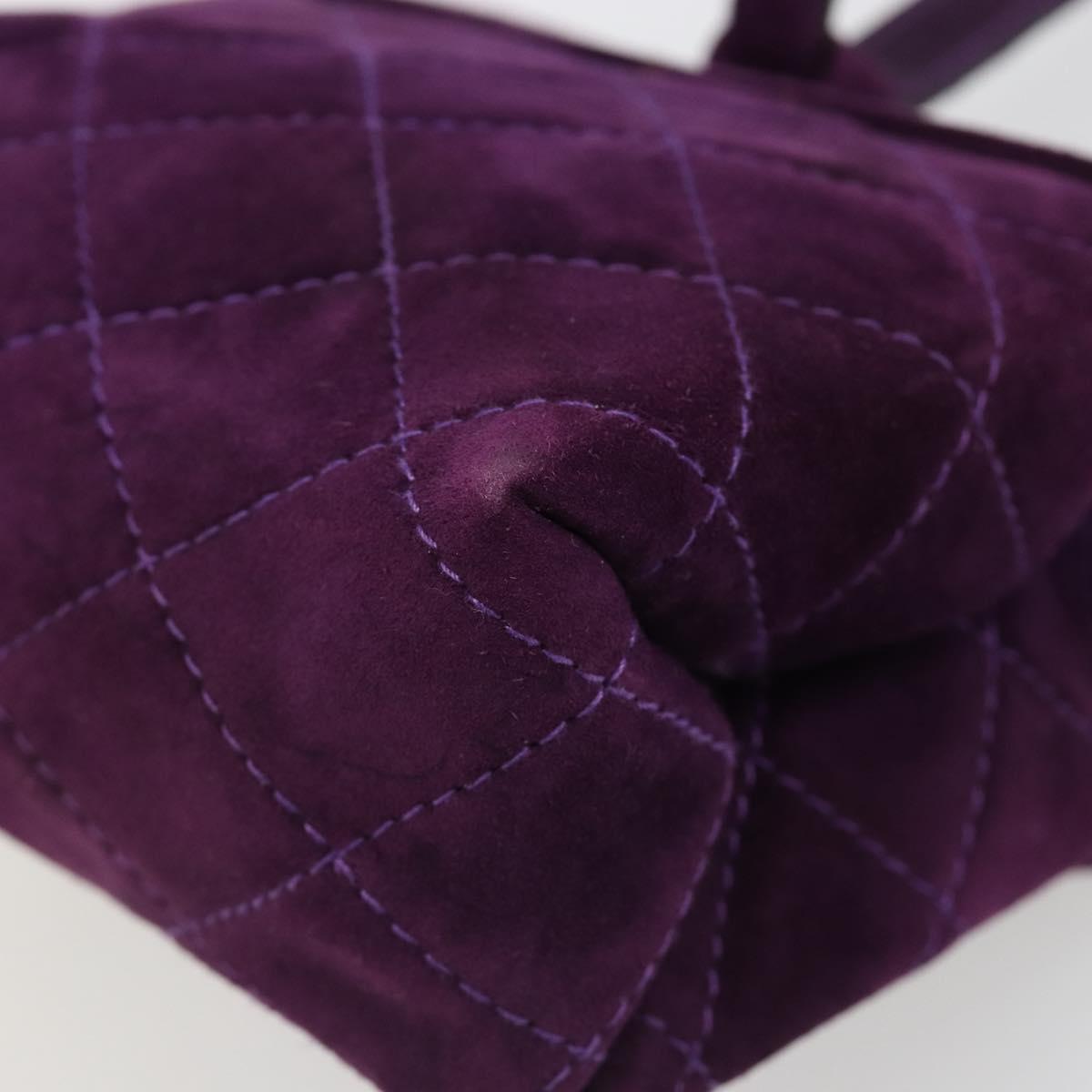 Salvatore Ferragamo Gancini Hand Bag Suede Purple Gold Auth 186128A