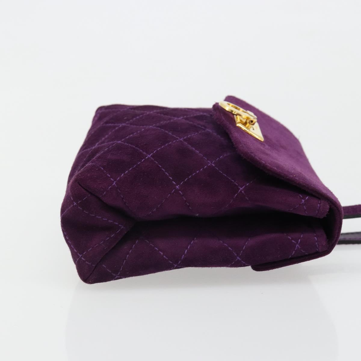 Salvatore Ferragamo Gancini Hand Bag Suede Purple Gold Auth 186128A