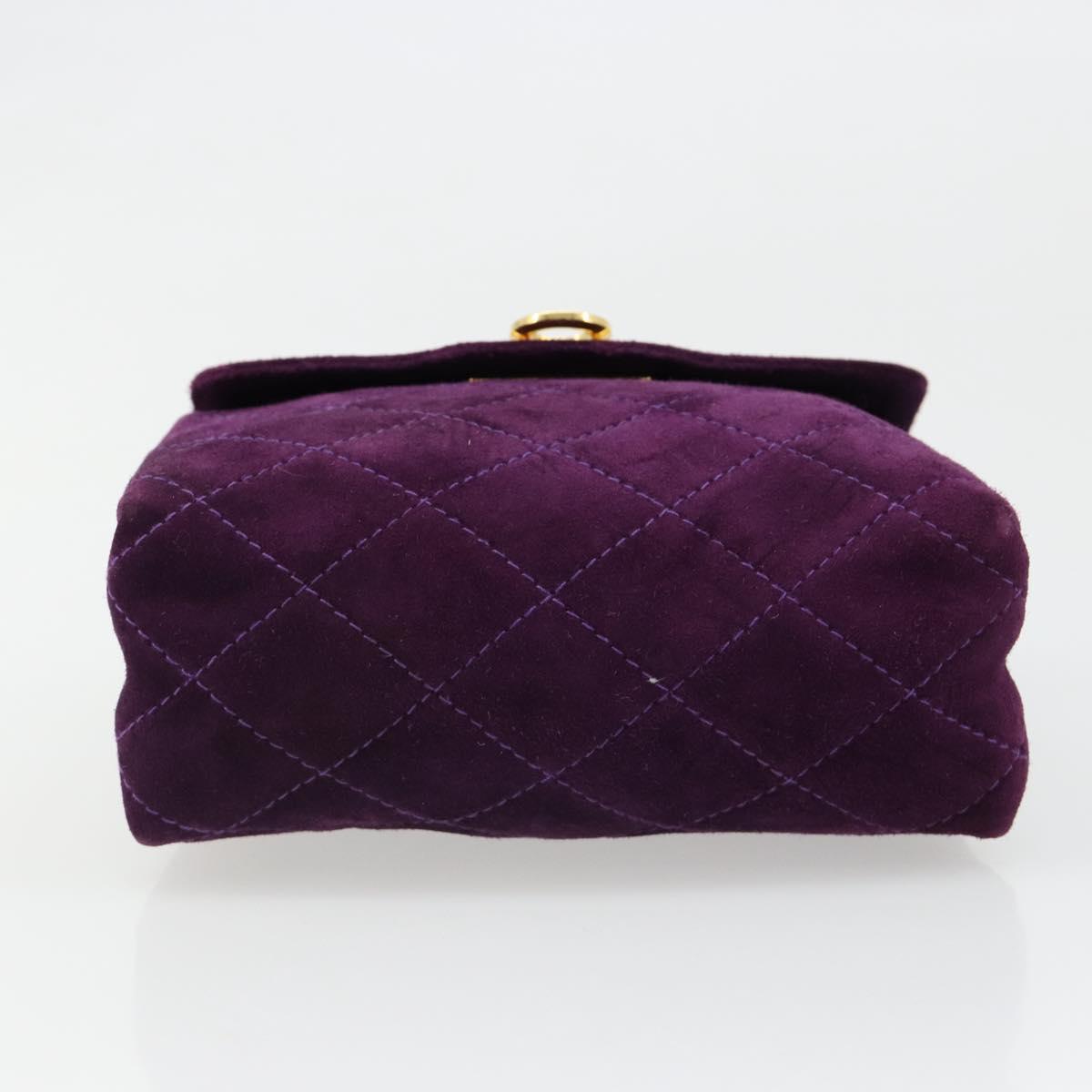 Salvatore Ferragamo Gancini Hand Bag Suede Purple Gold Auth 186128A