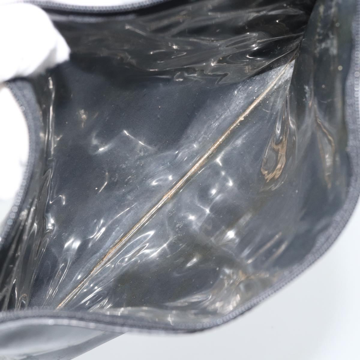 CHANEL Hand Bag Patent leather Black Silver CC Auth 186129