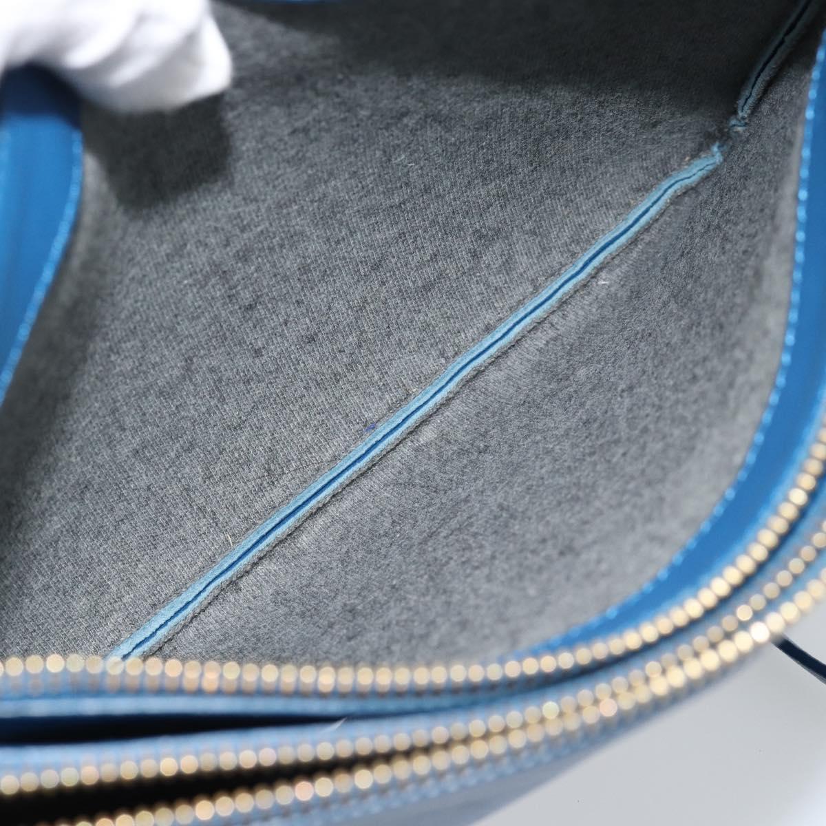 CELINE Trio Shoulder Bag Leather Blue Gold Auth 186131