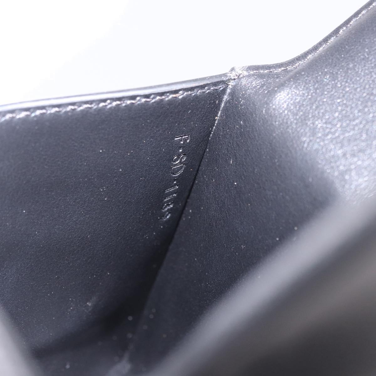 CELINE Chain Wallet Leather Black Silver Auth 186133M