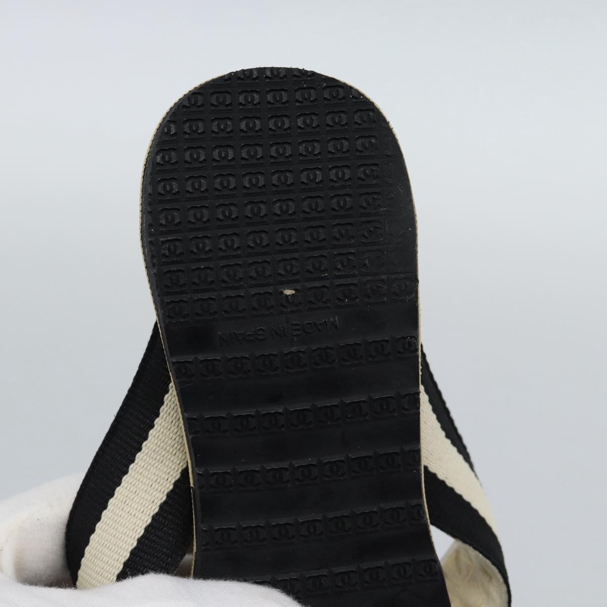 CHANEL COCO Mark Beach Sandals Wood Beige CC Auth 186134M