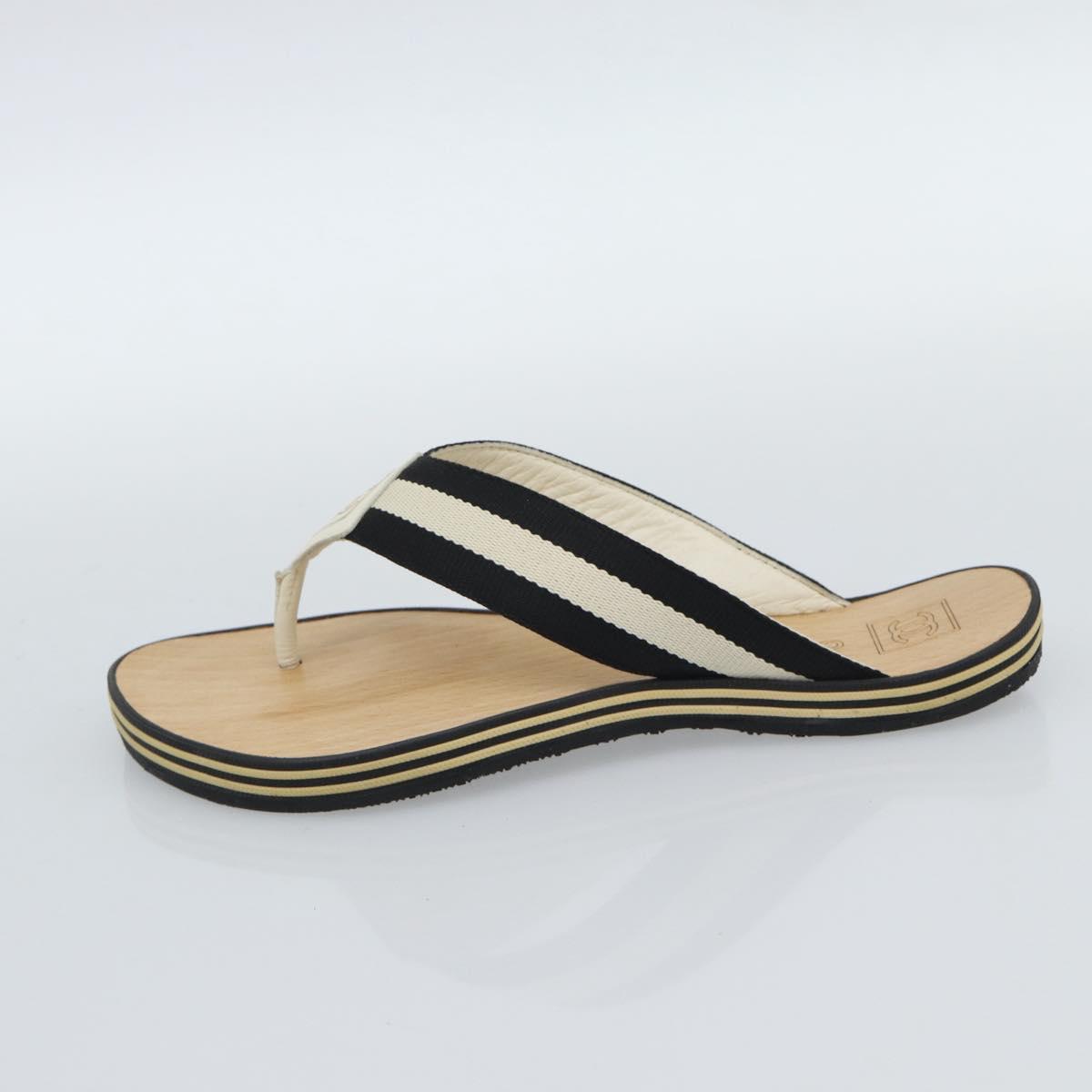 CHANEL COCO Mark Beach Sandals Wood Beige CC Auth 186134M