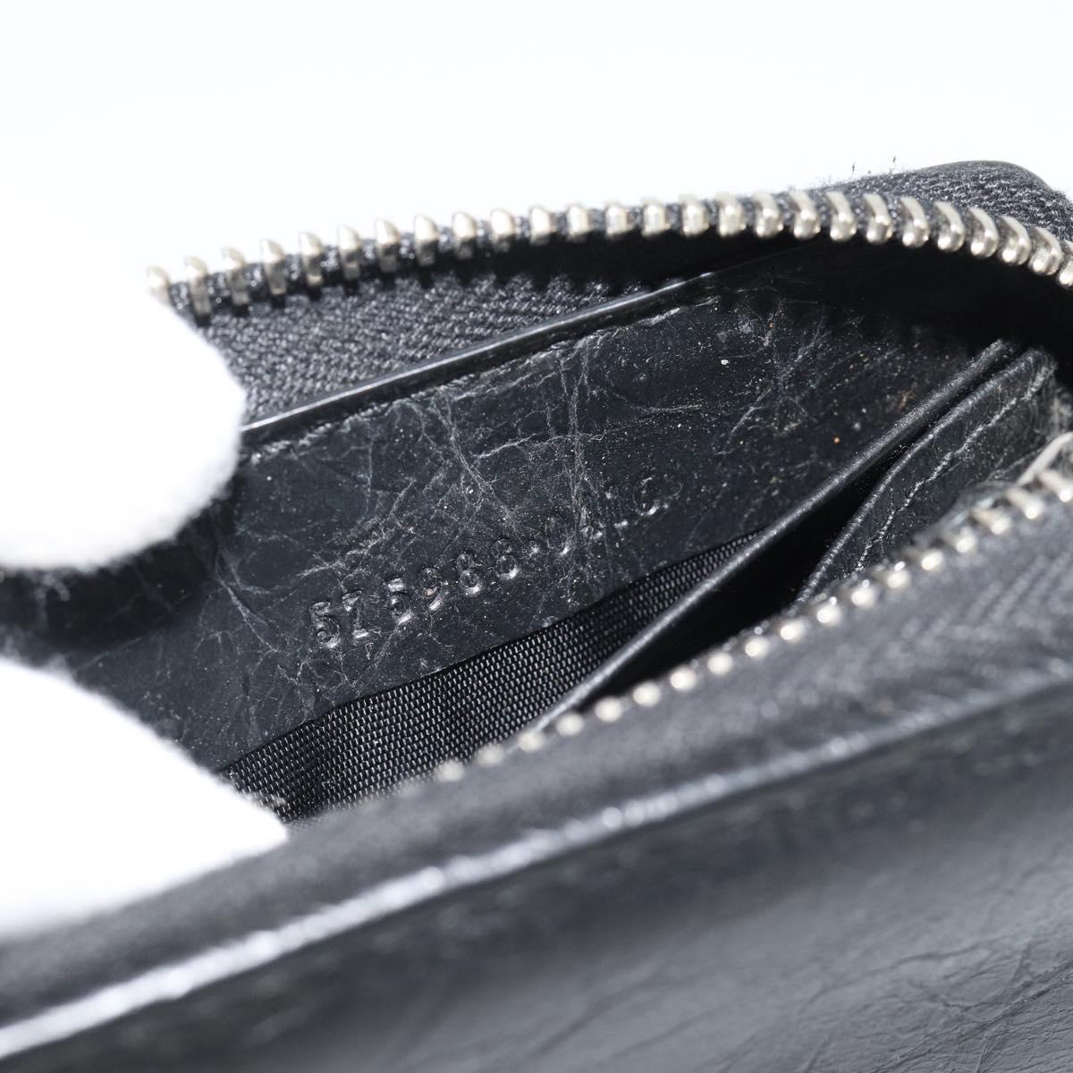 GUCCI Long Wallet Leather Black Silver 575988 Auth 186135M