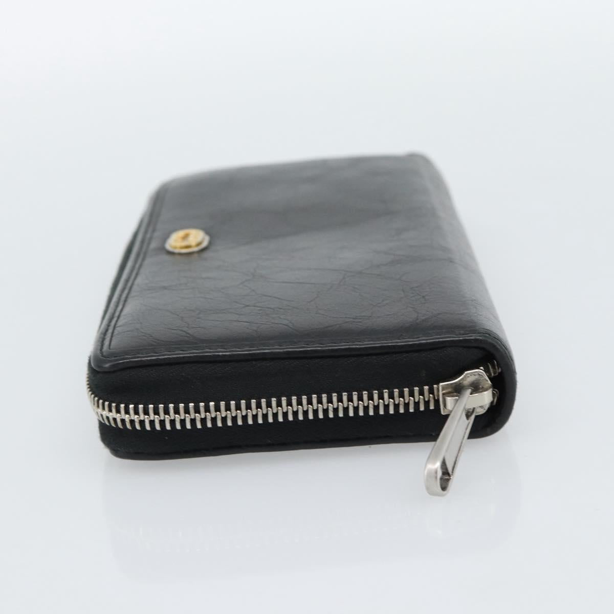 GUCCI Long Wallet Leather Black Silver 575988 Auth 186135M