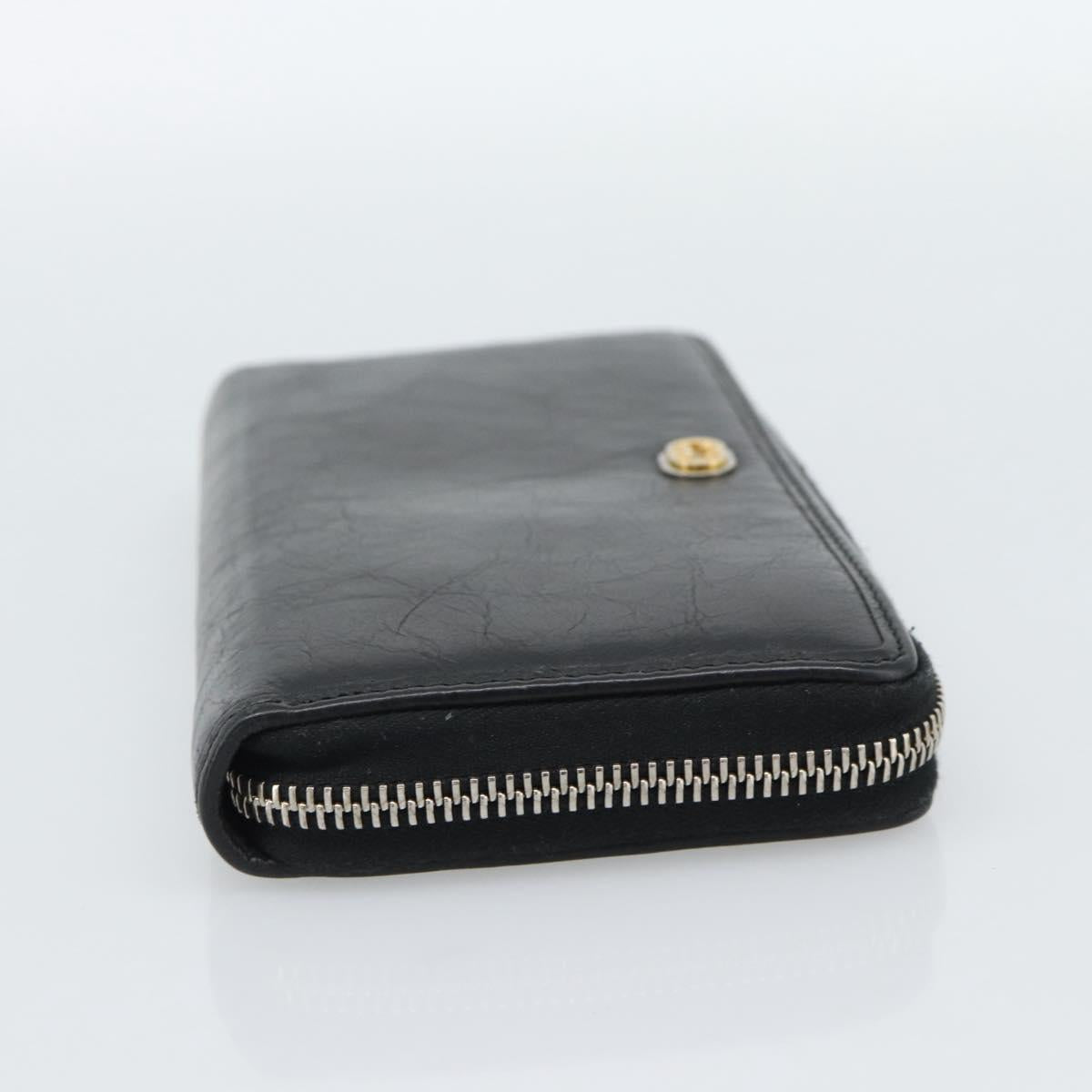 GUCCI Long Wallet Leather Black Silver 575988 Auth 186135M