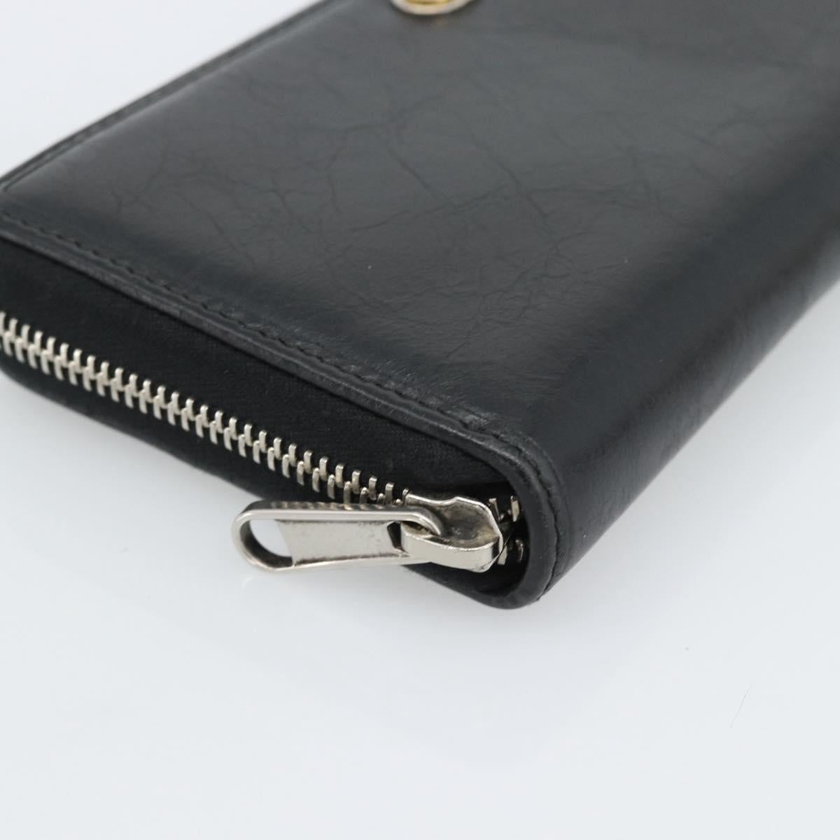 GUCCI Long Wallet Leather Black Silver 575988 Auth 186135M
