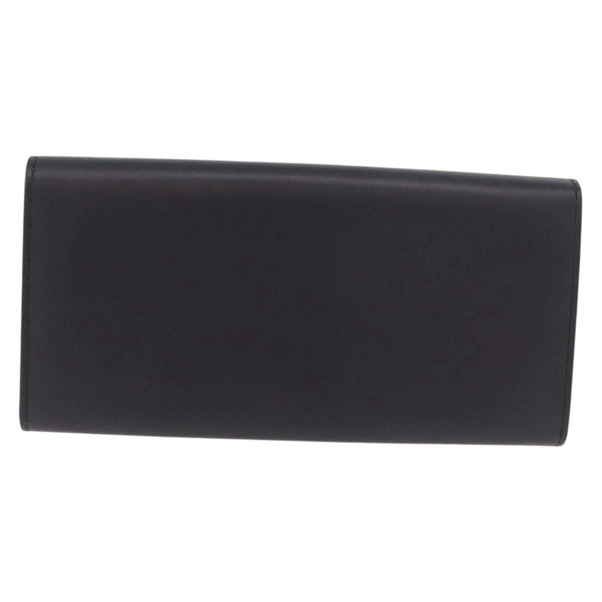 CARTIER Long Wallet Leather Black Gold Auth 186137V