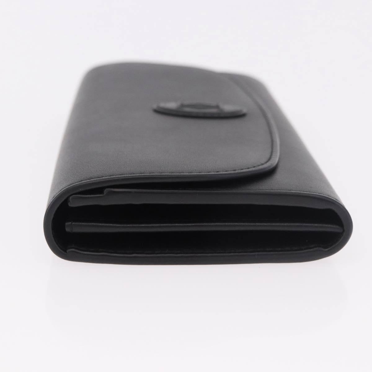 CARTIER Long Wallet Leather Black Gold Auth 186137V