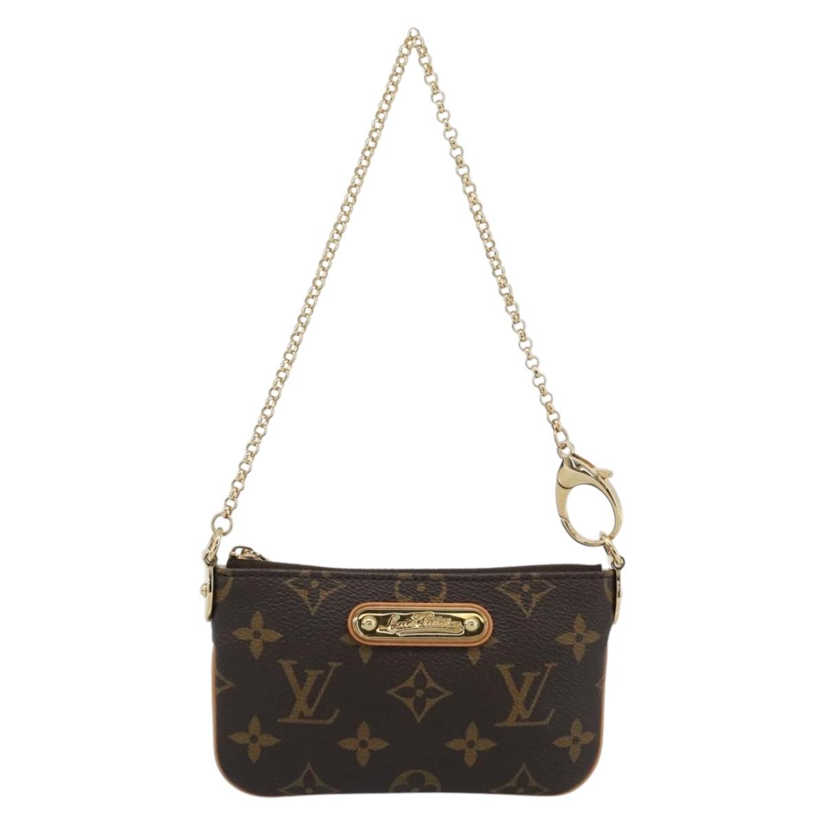 LOUIS VUITTON Monogram Chain Pochette Mila MM Pouch M60094 LV Auth 186142V