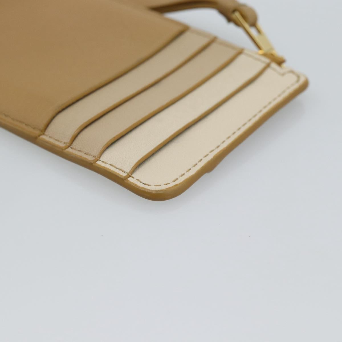 LOEWE Puzzle Anagram Coin Purse Leather Beige Auth 186146M