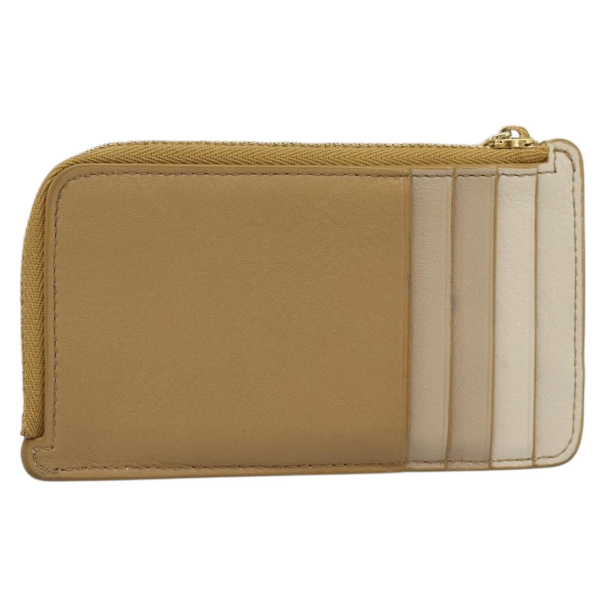 LOEWE Puzzle Anagram Coin Purse Leather Beige Auth 186146M