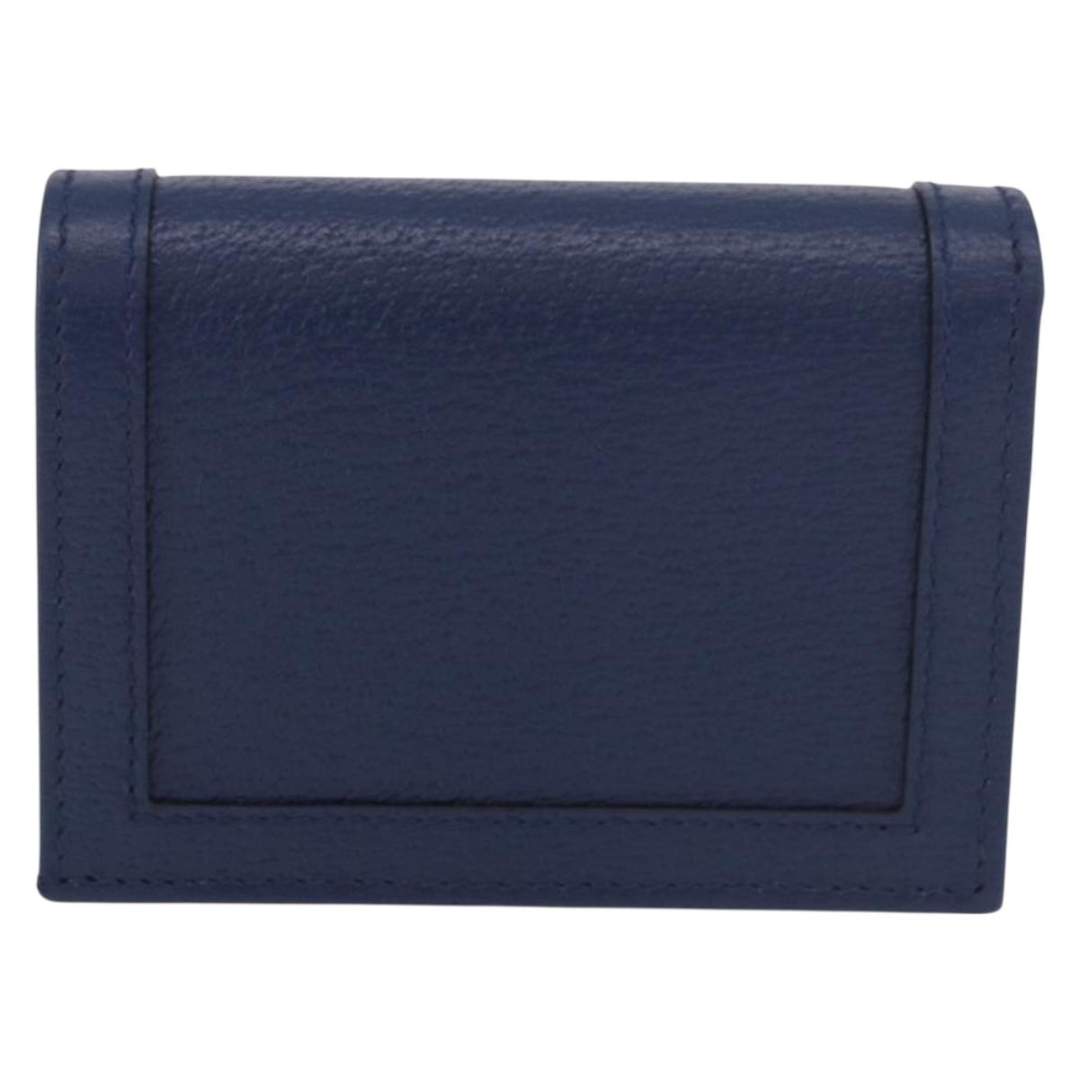 GUCCI Bamboo Wallet Leather Navy Gold 658244 Auth 186153M