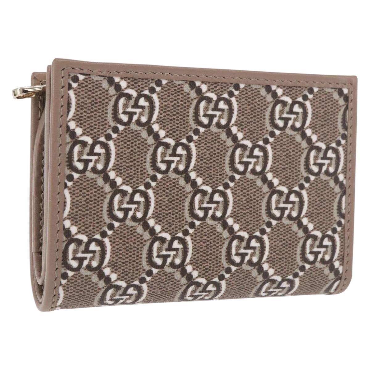 GUCCI GG Supreme Wallet PVC Beige Gold 795060 Auth 186154M