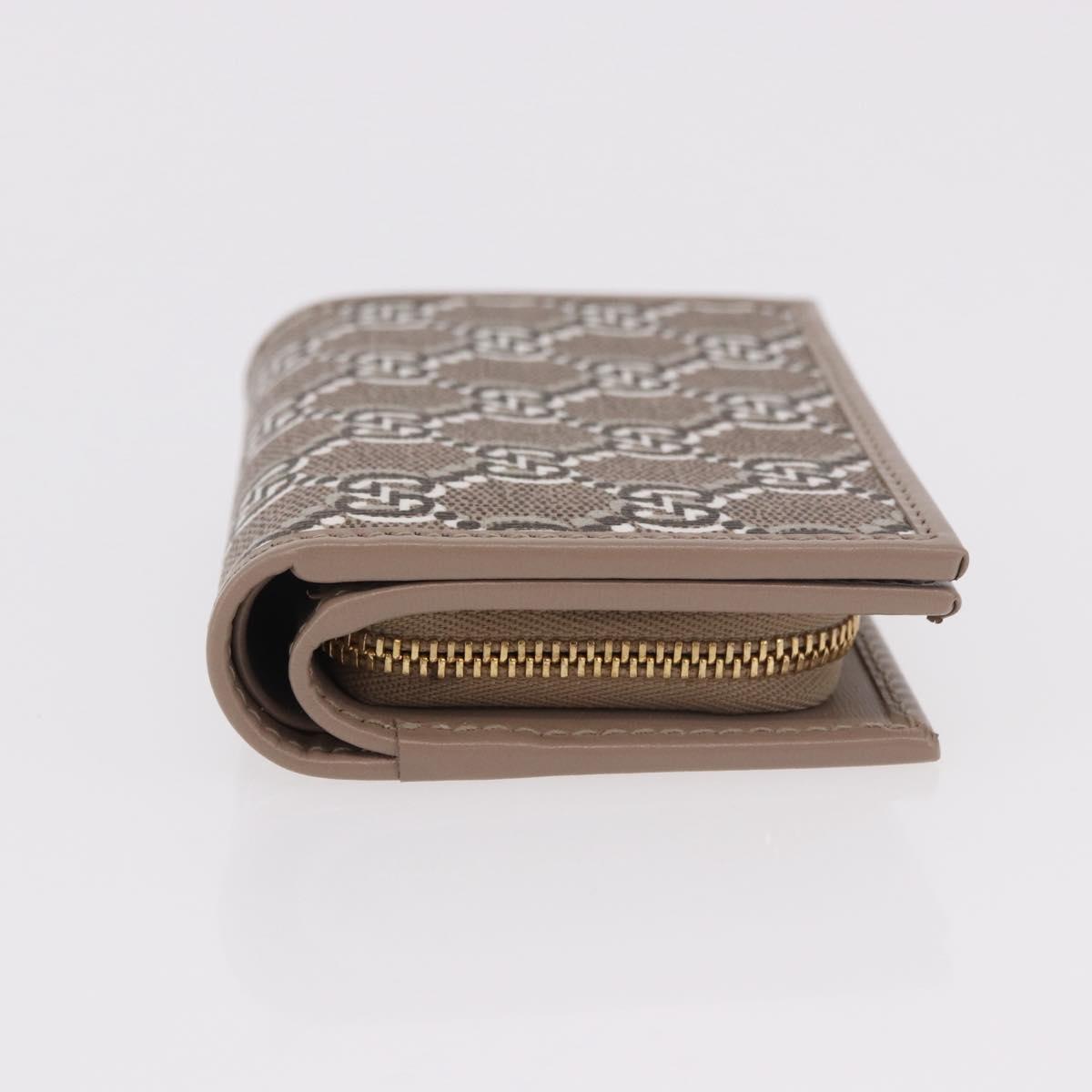 GUCCI GG Supreme Wallet PVC Beige Gold 795060 Auth 186154M