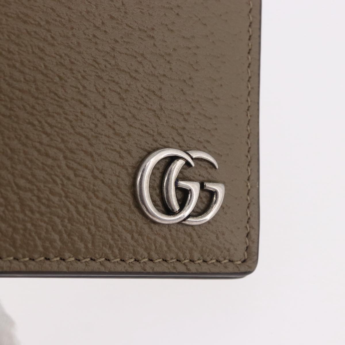 GUCCI GG Marmont Wallet Leather Beige Silver 428726 Auth 186156M