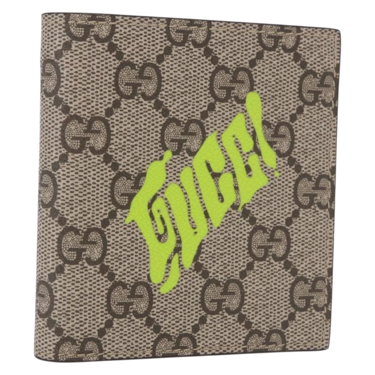 GUCCI GG Supreme Wallet PVC Beige 835323 Auth 186159M