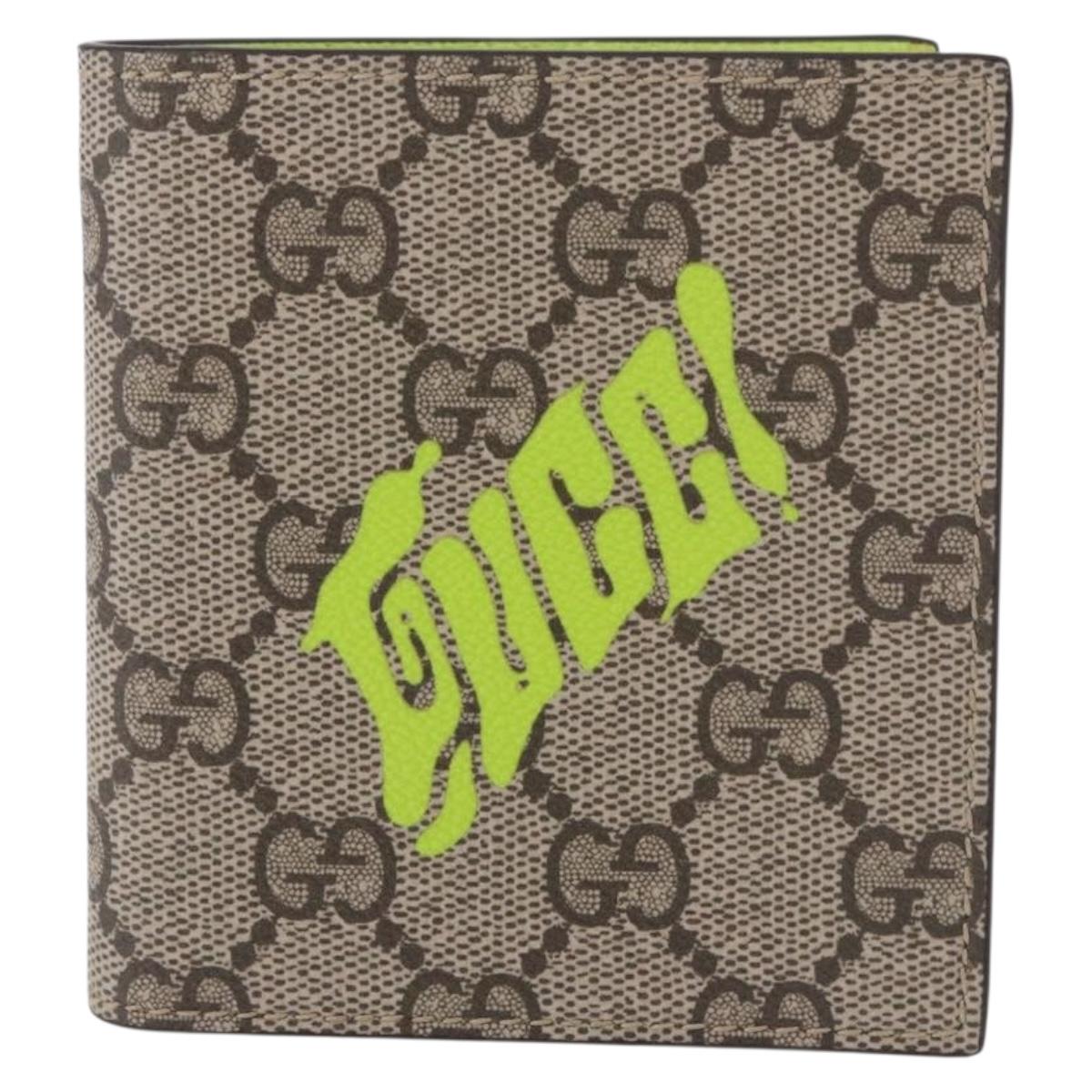 GUCCI GG Supreme Wallet PVC Beige 835323 Auth 186159M