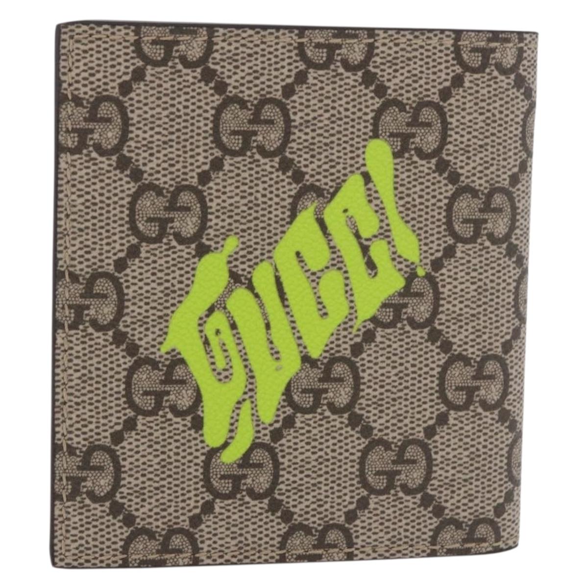 GUCCI GG Supreme Wallet PVC Beige 835323 Auth 186159M