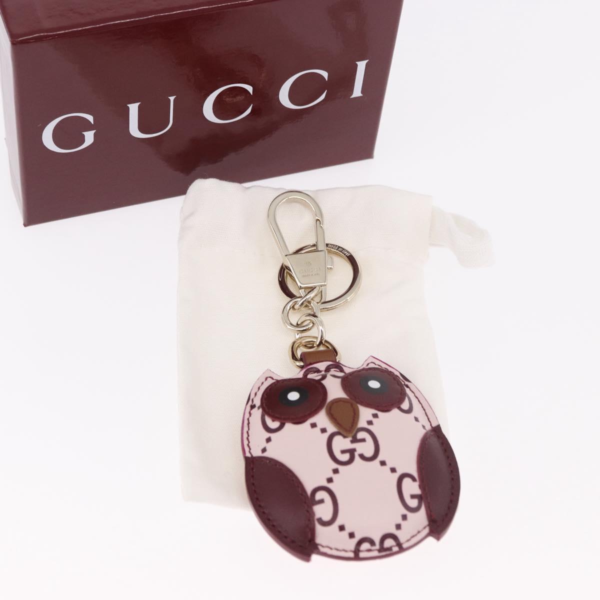 GUCCI Guccissima GG Canvas Owl Shaped Bag Charm Leather Pink 821813 Auth 186160M
