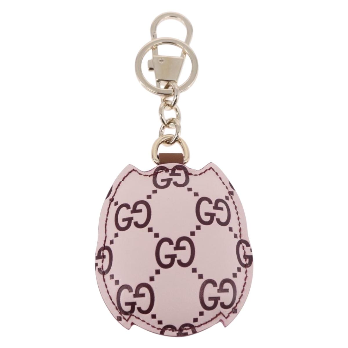 GUCCI Guccissima GG Canvas Owl Shaped Bag Charm Leather Pink 821813 Auth 186160M