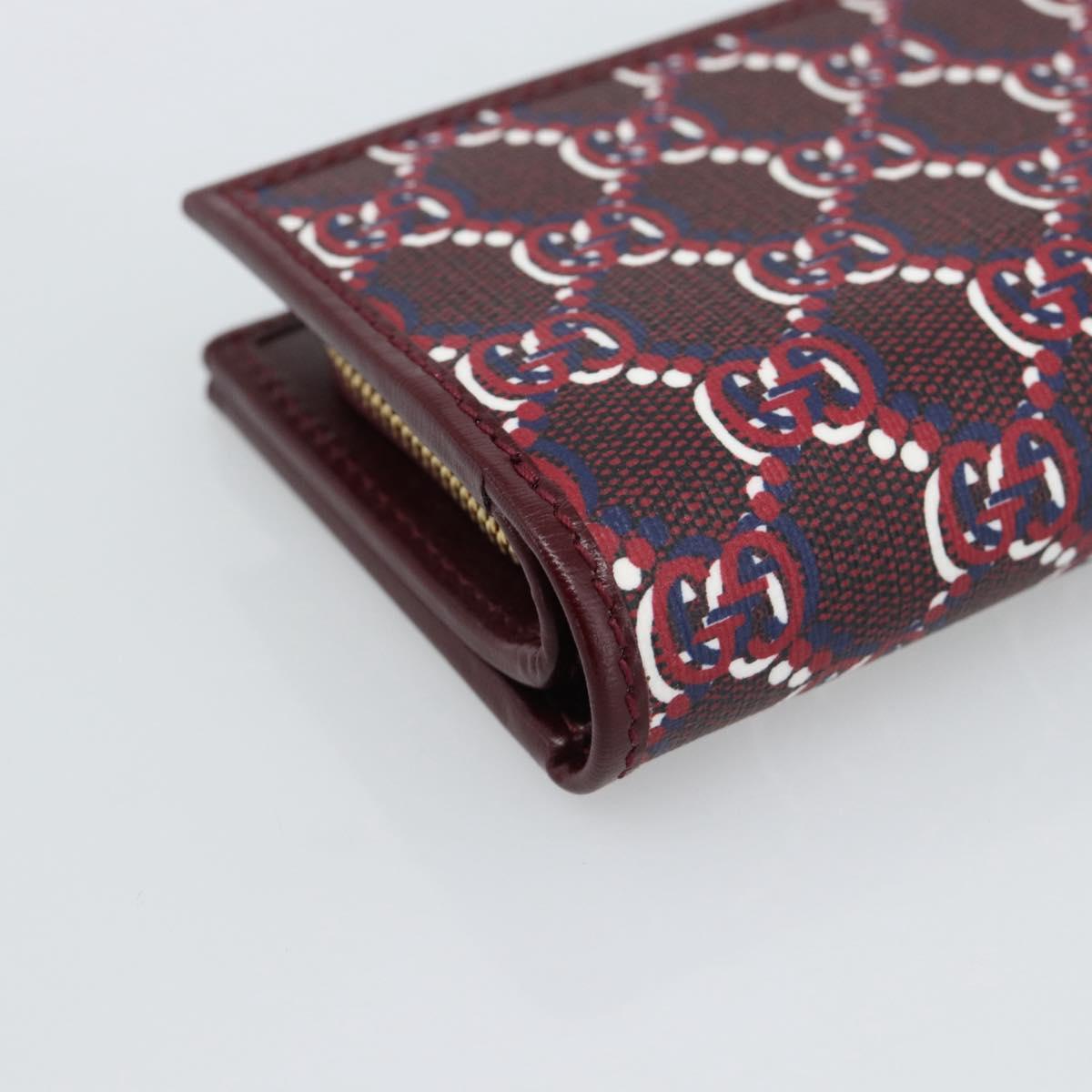 GUCCI GG Supreme Wallet PVC Red Gold 795060 Auth 186161M