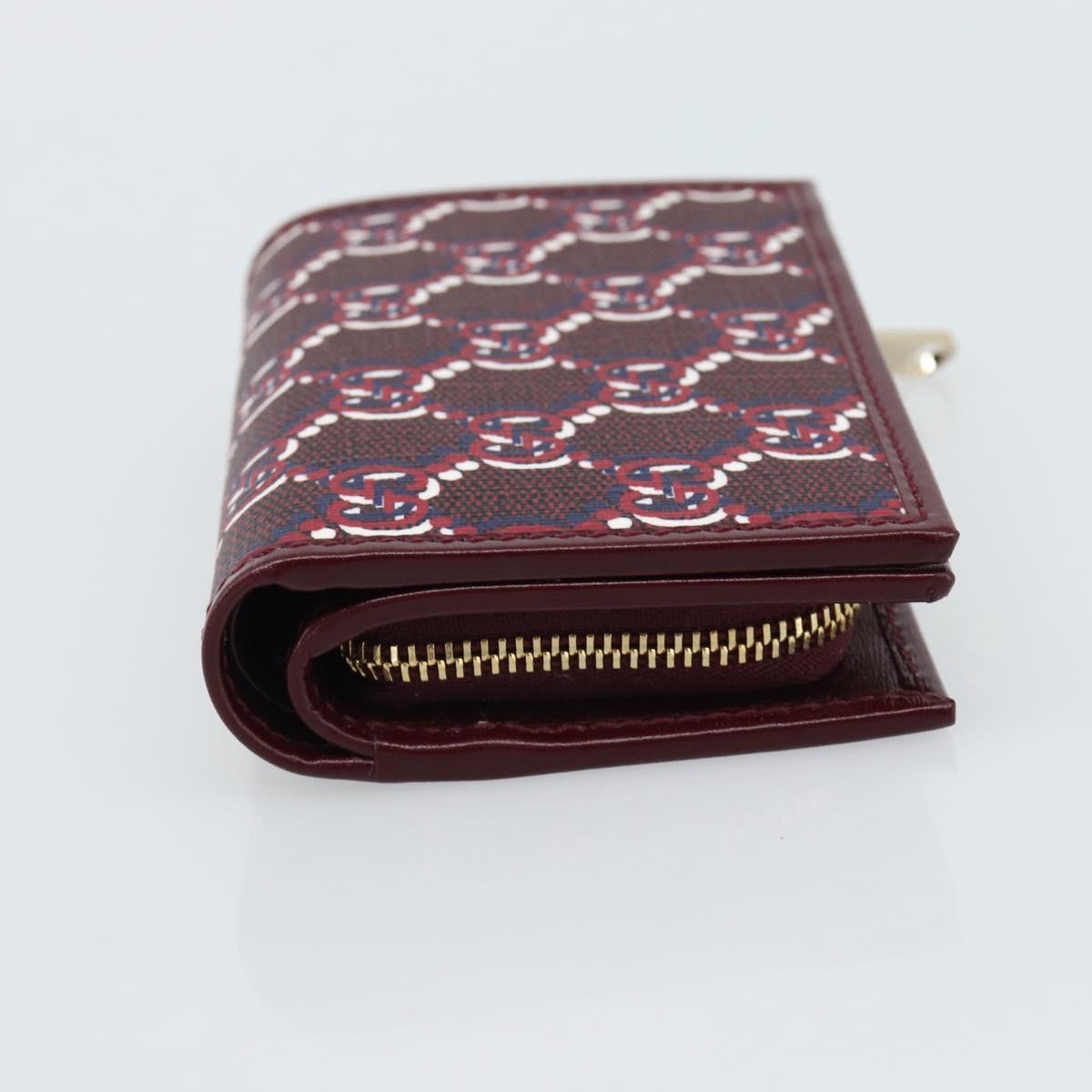 GUCCI GG Supreme Wallet PVC Red Gold 795060 Auth 186161M