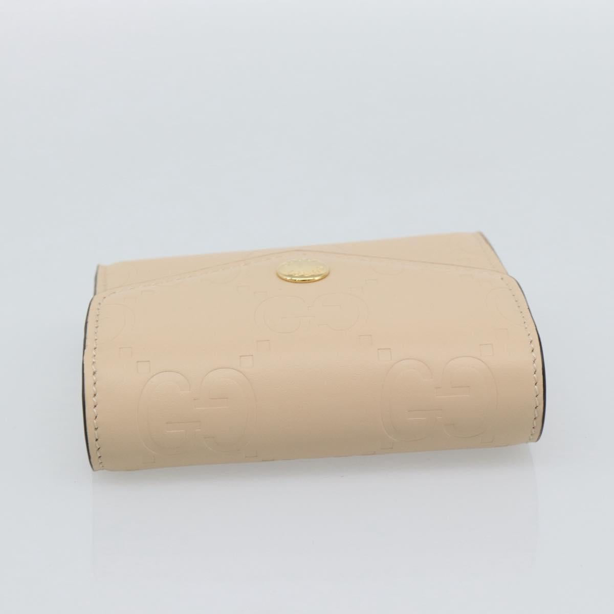GUCCI GG Canvas Guccissima Wallet Leather Ivory Gold 772793 Auth 186162M