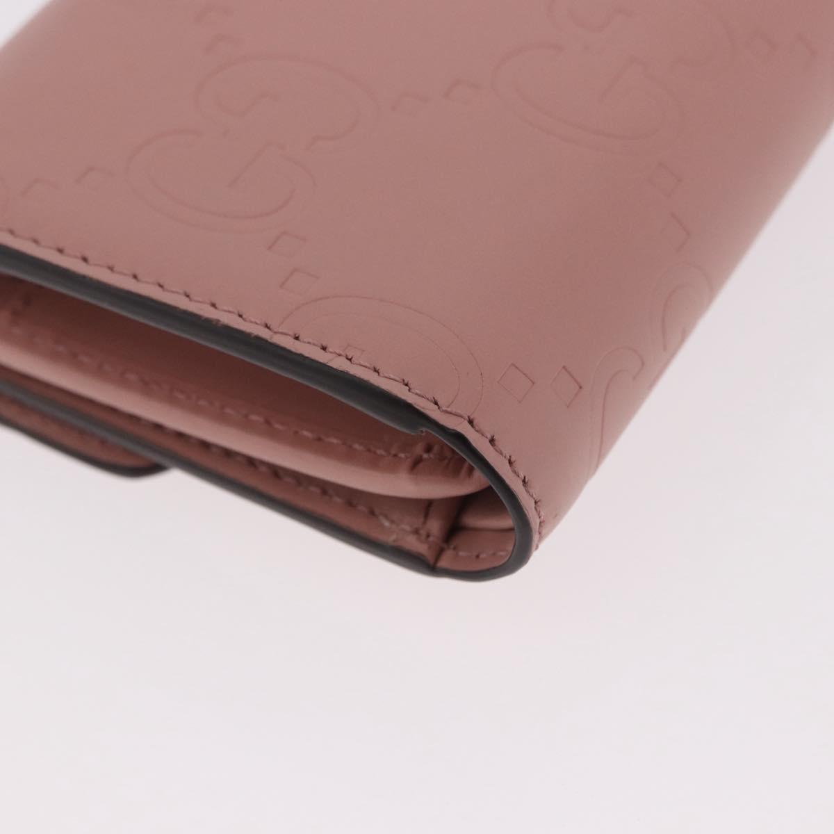 GUCCI GG Canvas Guccissima Wallet Leather Pink Gold 772793 Auth 186163M