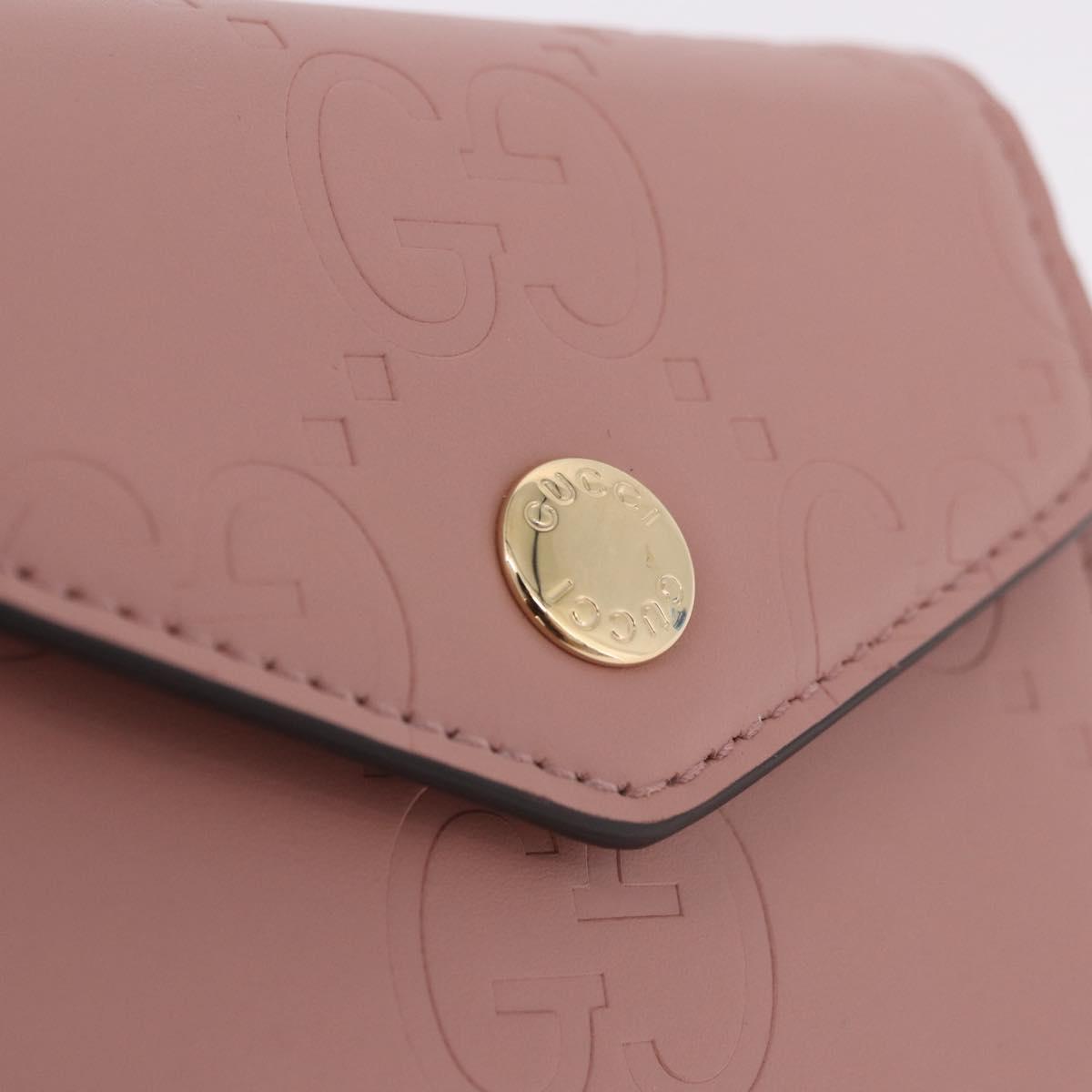 GUCCI GG Canvas Guccissima Wallet Leather Pink Gold 772793 Auth 186163M