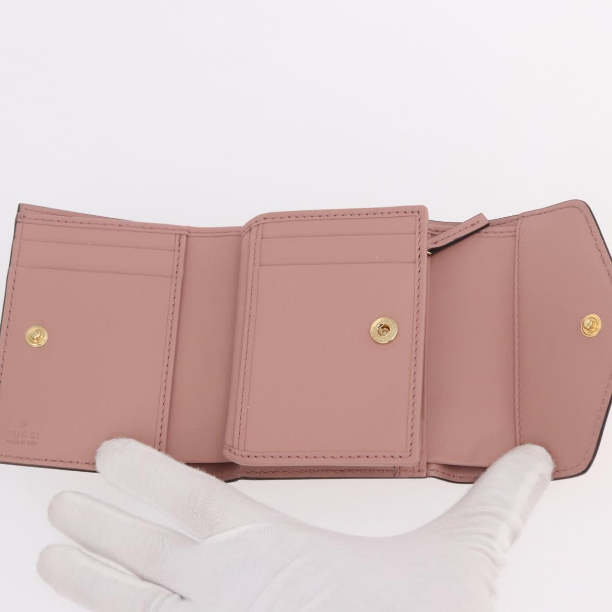 GUCCI GG Canvas Guccissima Wallet Leather Pink Gold 772793 Auth 186163M