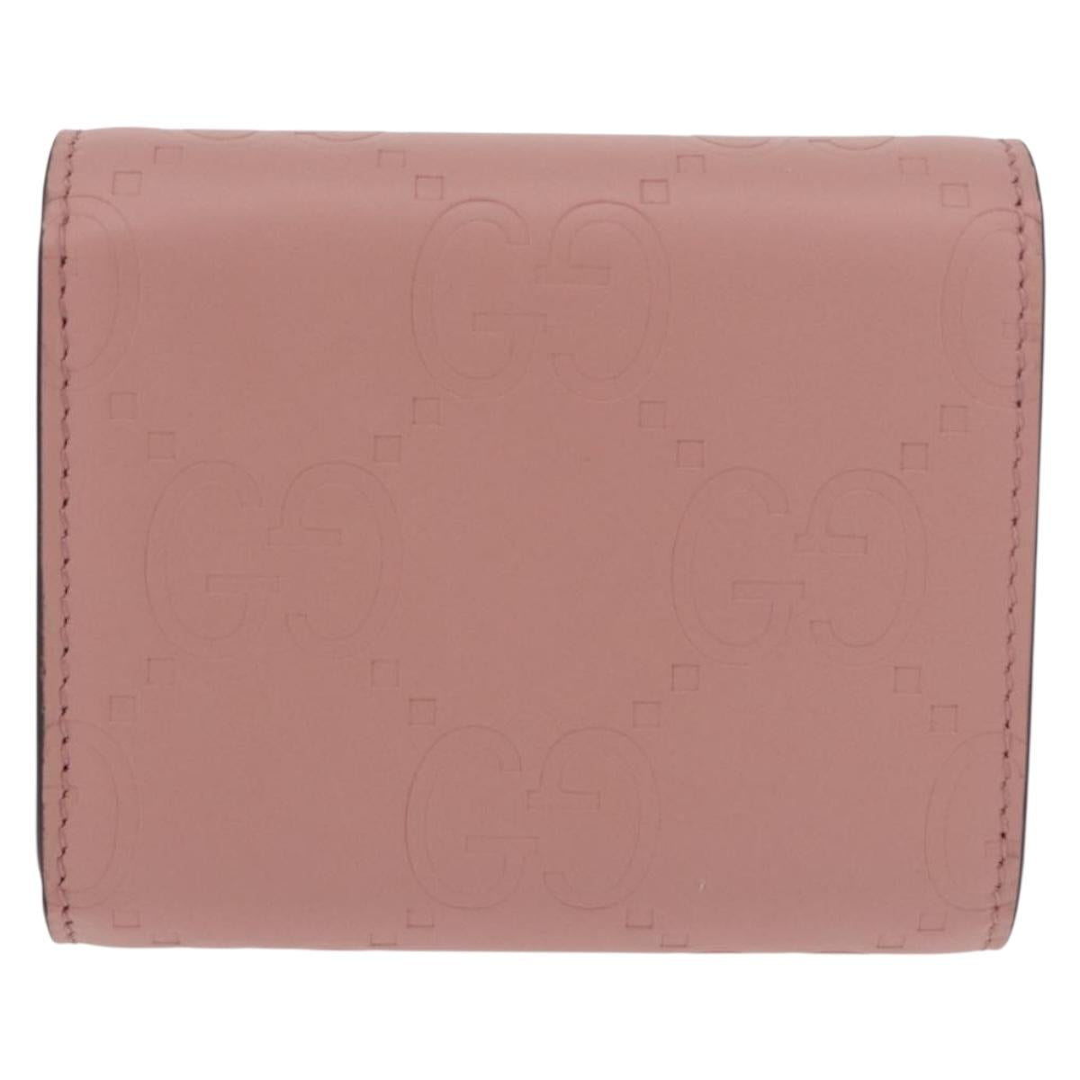 GUCCI GG Canvas Guccissima Wallet Leather Pink Gold 772793 Auth 186163M